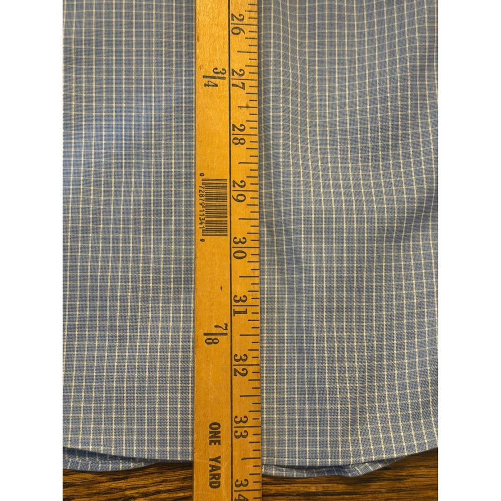 Brooks Brothers Mens 18-35 Slim Fit Non-Iron Blue Check Button Down Dress Shirt - Picture 4 of 5
